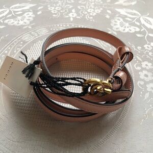 GUCCI GG Marmont Thin Pink Patent Leather Belt NWT Gold Tune Double G Buckle